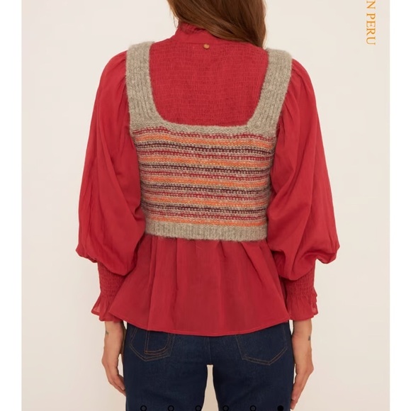 Antik Batik Top Yuyu Bra Alpaca Hand Knitted Jacquard Cropped Grey Sz XS NEW - Picture 11 of 12